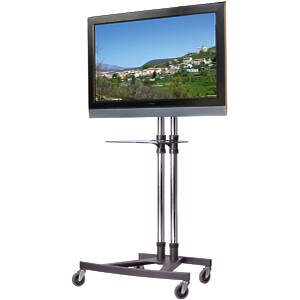 TV/Monitor trolley, braked Scimitar base and 50×40cm shelf